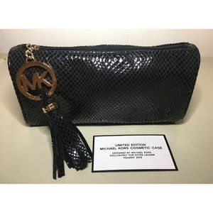 Limited Edition Michael Kors Faux Snakeskin Toiletry Makeup Zip Pouch - NEW!!